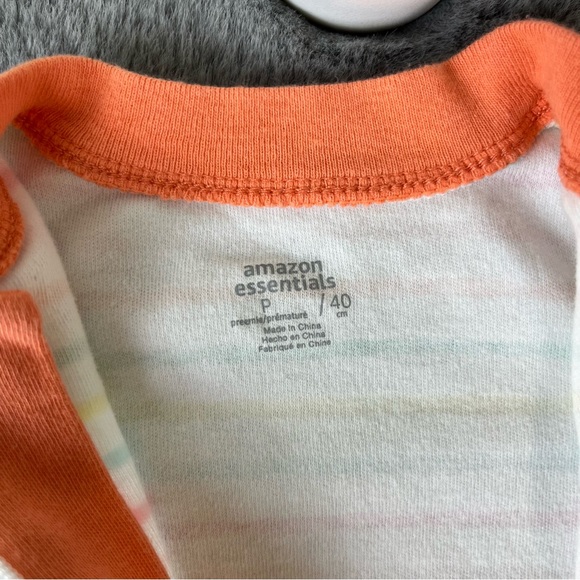 2 NWOT Preemie Amazon Essentials Sleepers - stripes and pineapple 🍍 - Picture 5 of 7